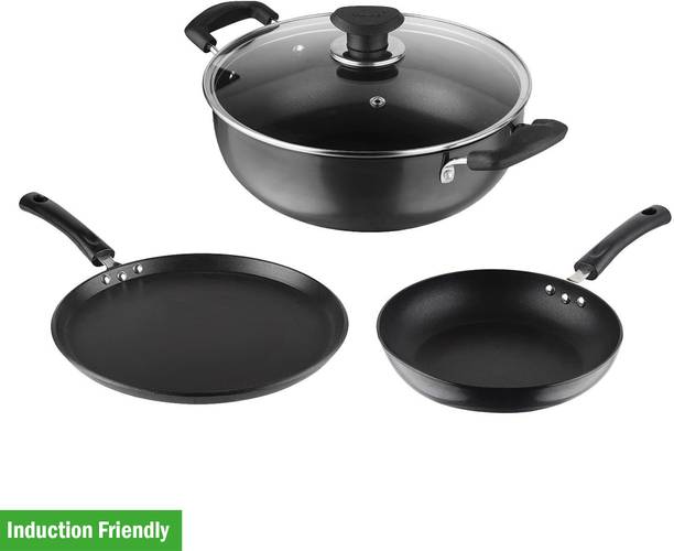 VINOD HANOS HARD ANODISED WITH NON STICK COATING Induction Bottom Non-Stick Coated Cookware Set