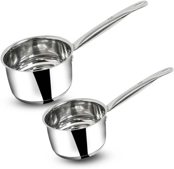 Omichef Sandwich Bottom Saucepan 14CM(1.20Ltr), 16CM(1.95Ltr) Saucepan Set of 2 Sauce Pan 14 cm, 16 cm diameter 1.2 L, 1.95 L capacity