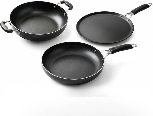 Neopot NEOPOT Pure Iron 3-Piece Combo — Dosa Tawa + Fry Pan + Deep Kadai Induction Bottom Cookware Set