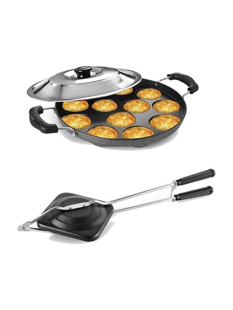 RBGIIT Non-electric Sandwich Maker | 2 Side Handle Appam Patra / Appam pan with Lid K2 Toast Sandwich Maker