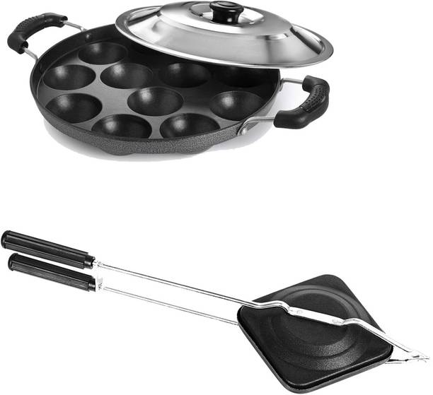 Masox Store Non-Stick Appam Patra with Stainless Steel Lid, Sandwich Toaster with Spatter S3 Toast