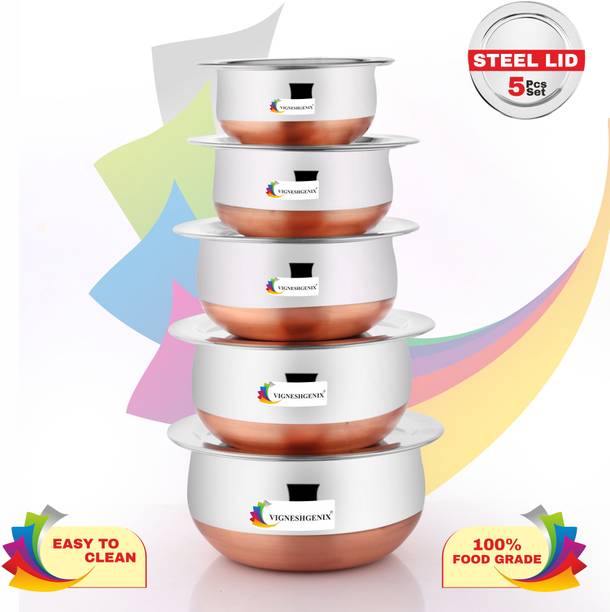 VIGSHRISE Pack of 5 Stainless Steel Dinner Set