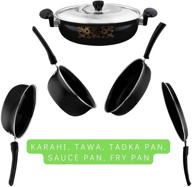 cookpro Cookpro Deluxe Non-stick(Natural Iron) Best Kitchen Cookware Set Of 6 Induction Bottom Non-Stick Coated Cookware Set