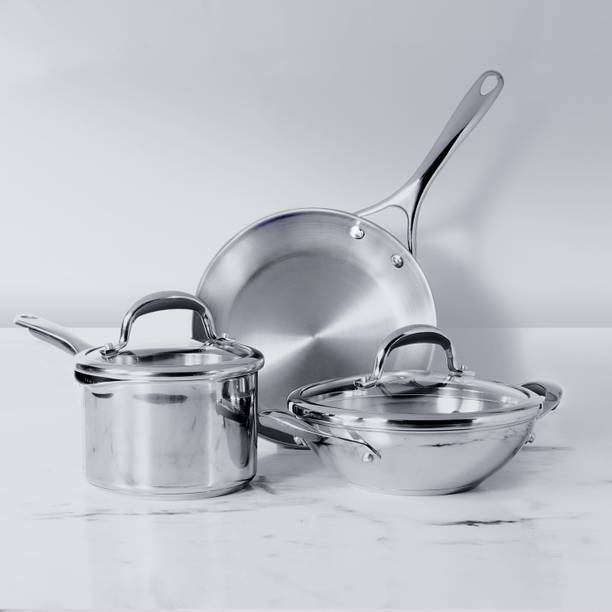 Meyer Select - 22cm Kadai + 16cm Saucepan + 24cm Frypan Induction Bottom Cookware Set