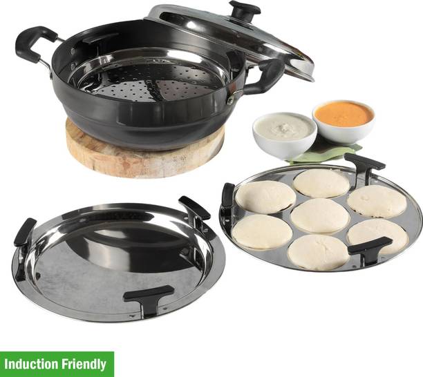 VINOD Black Pearl Plus Hard Anodised 6 Pcs Multi Kadai Induction Bottom Cookware Set