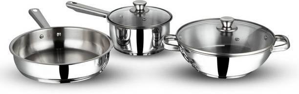 VINOD Stainless Steel 3pc Modena Set इंडक्शन बॉटम कुकवेयर सेट