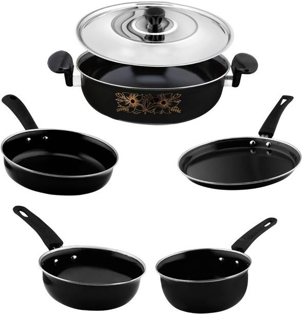 Kashvi Premium 5Pcs Kitchen Cookware Combo for Home, Restaurant, Dhaba इंडक्शन बॉटम कुकवेयर सेट