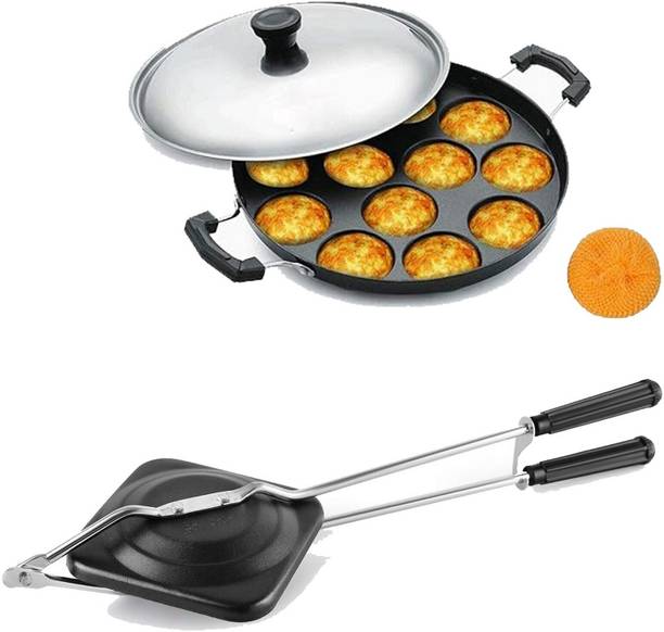 Masox Store Non-Stick Appam Patra with Stainless Steel Lid, Sandwich Toaster with Spatter S2 0 W Pop Up Toaster