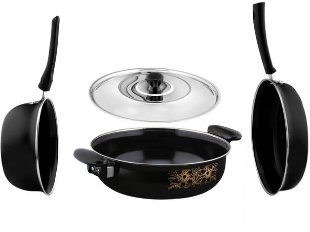 cookpro Cookpro Deluxe Non-stick(Natural Iron) Best Kitchen Cookware Set Of 4 Induction Bottom Non-Stick Coated Cookware Set