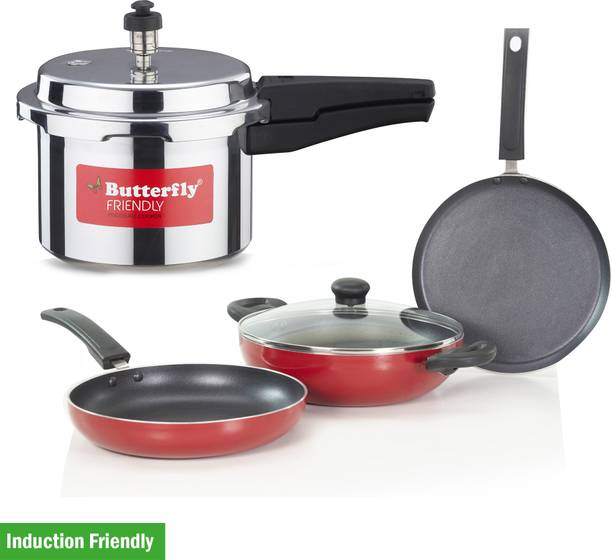 Butterfly Friendly Base / IB Kitchen Starter Kit Induction Bottom Non-Stick Coated Cookware Set