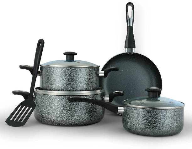IMPEX Granite Coated Nonstick Cookware Set NCB 7108 Grey Non-Stick Coated Cookware Set