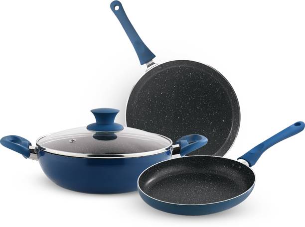 BERGNER Aster Non-Stick 4 Pcs Cookware Set | Less Oil Use | Induction Bottom Non-Stick Coated Cookware Set