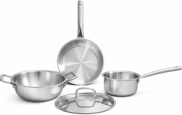 Aanya Homecraft Smart Cook 4 pcs Tri-Ply Stainless Steel Induction Bottom Cookware Set
