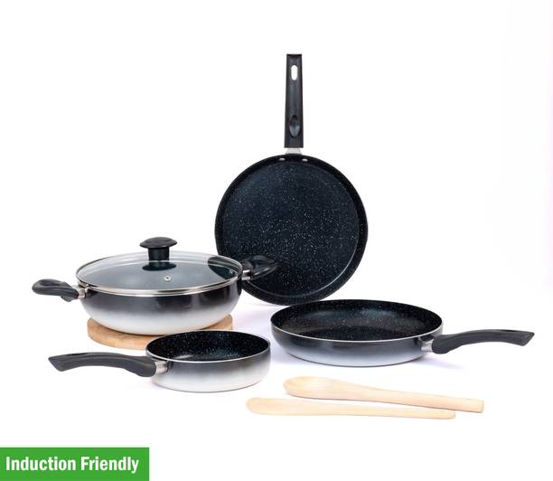 Kreme Aura Granite Induction Bottom Non-Stick Coated Cookware Set
