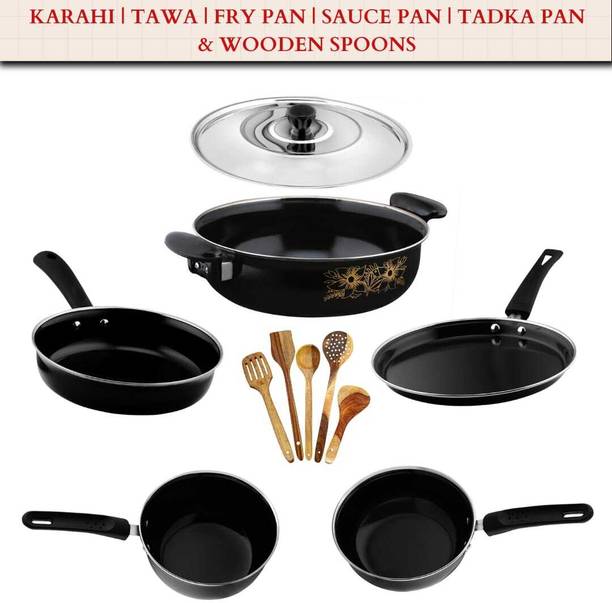 cookpro Cookpro Deluxe Non-stick(Natural Iron) Best Kitchen Cookware with spatula set Induction Bottom Non-Stick Coated Cookware Set