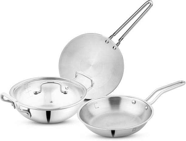 BERGNER BE Essentials Triply Stainless Steel 4 Pcs Set | Less Oil Use | इंडक्शन बॉटम कुकवेयर सेट
