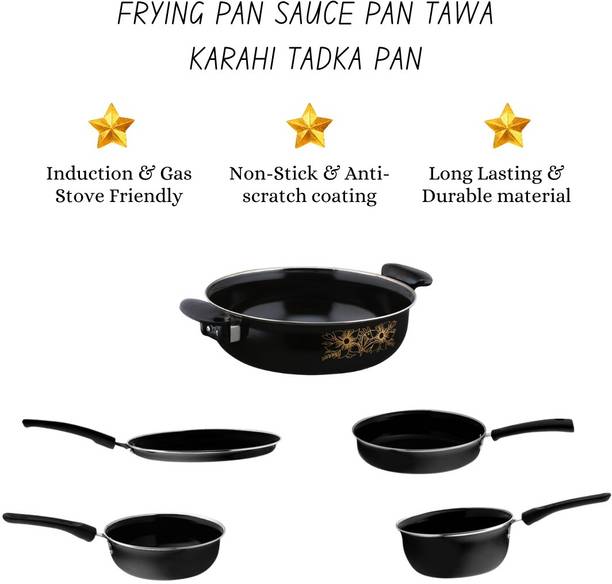 cookpro Cookpro Unique Non-stick(Natural Iron) Best Cookware naturally induction base Induction Bottom Non-Stick Coated Cookware Set
