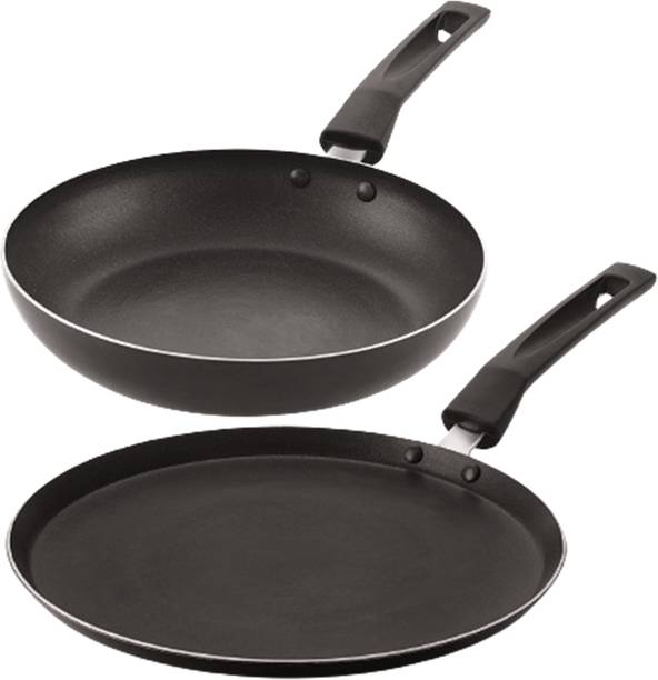 paasapahce नॉनस्टिक कॉम्बो सेट डोसा तवा (24 cm) और फ्राई पैन (21 cm) रोस्टिंग पैन 24 cm, 21 cm डायमीटर