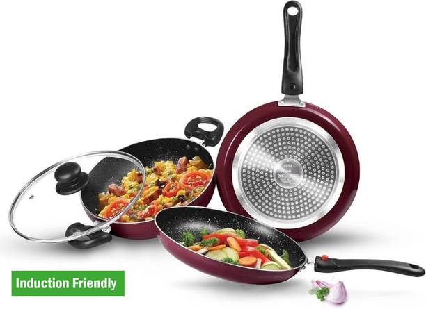 MILTON Pro cook Granito Induction base my kitchen set of 3 Induction Bottom Non-Stick Coated Cookware Set