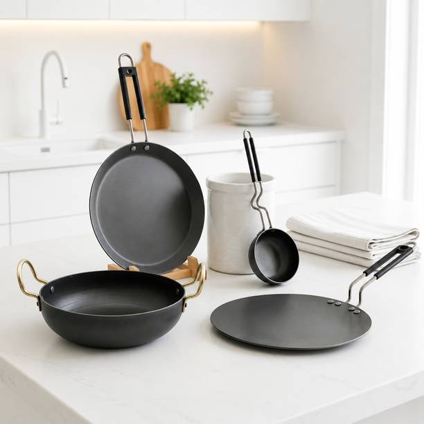 Dozy Iron Cookware Combo Set (4 Pieces) Induction Bottom Non-Stick Coated Cookware Set