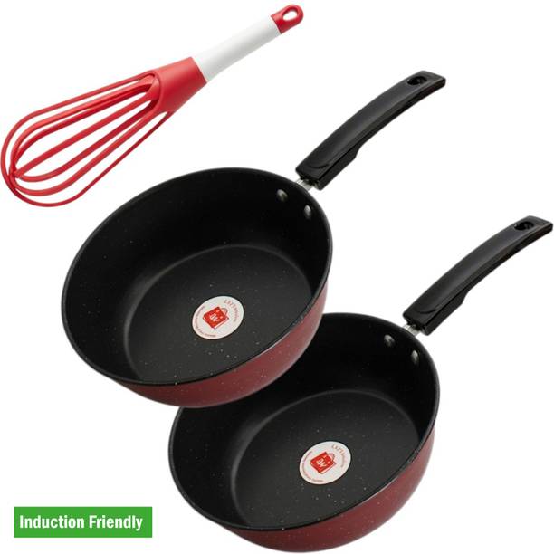 LAZYwindow Cookware Combo Set -Nonstick Sacue Pan & Plastic Whisker Induction Bottom Non-Stick Coated Cookware Set