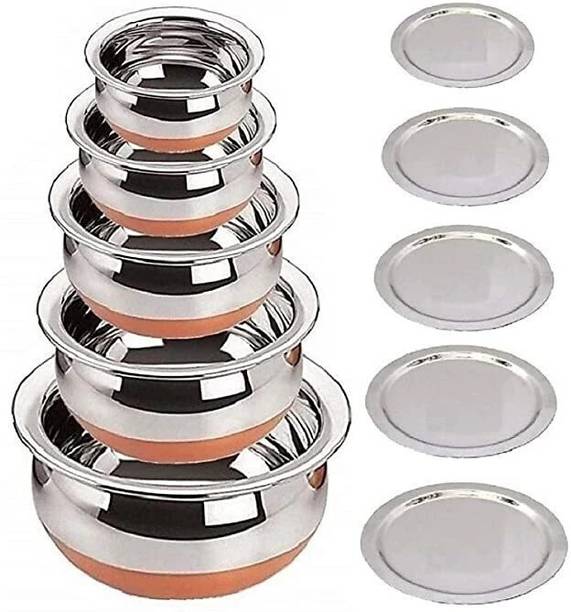 Red Robin Copper Base Handi with Lid / Urli Set Cookware Set