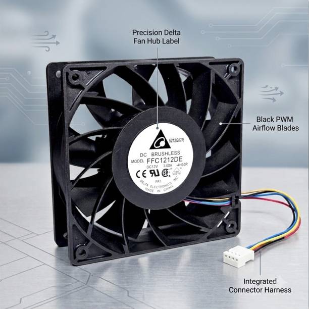 Black Air FFC1212DE 12VDC 3AMPS (120x120x38mm) 5500RPM (2 BALL BEARING) 4WIRES CPU DC Cooling Fan Cabinet Cooler