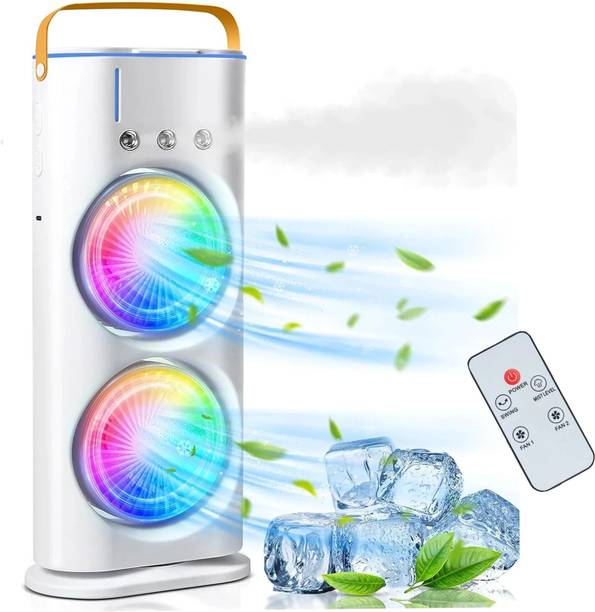 TURBOMAX Portable Mini Air Cooler Fan with Double-Ended Spray Cooling & Remote Control Cooler
