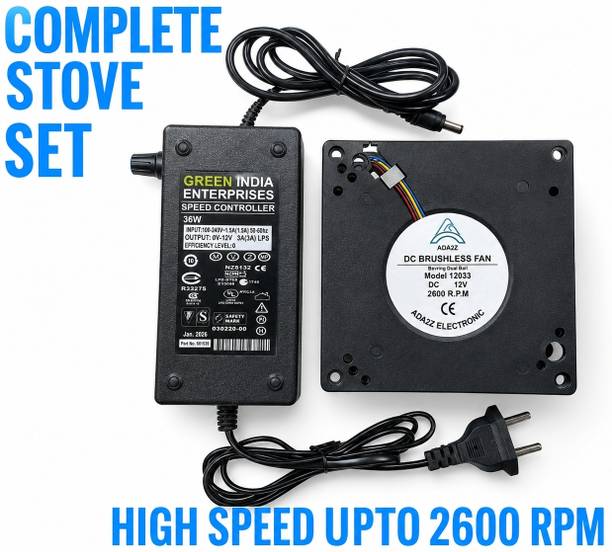 ADA2Z DC 12V 2600 RPM MODEL 12033 WITH 3 AMP CONTOROLLER COMPLETE STOVE SET Cooling Fan All in one Cooler