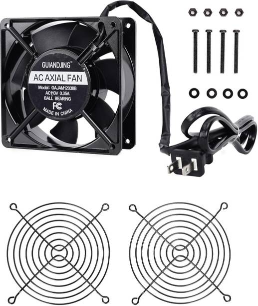 Enormity 120mmx38mm Cooling Fan 110V Dual Ball Bearing with AC Plug and Metal Alloy Frame Cooler