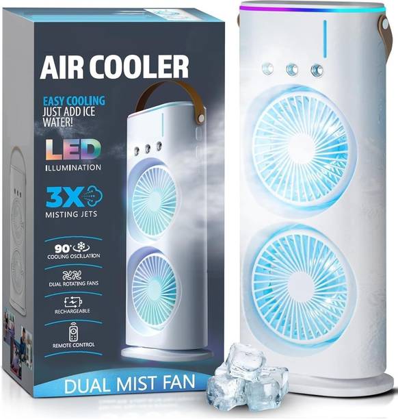 PYXBE Desk Fan with Mist Spray,Portable Desk Table Cooling USB Portable Double-Ended Spray Fan,Personal Foldable USB Air Cooler, Rechargeable Fan