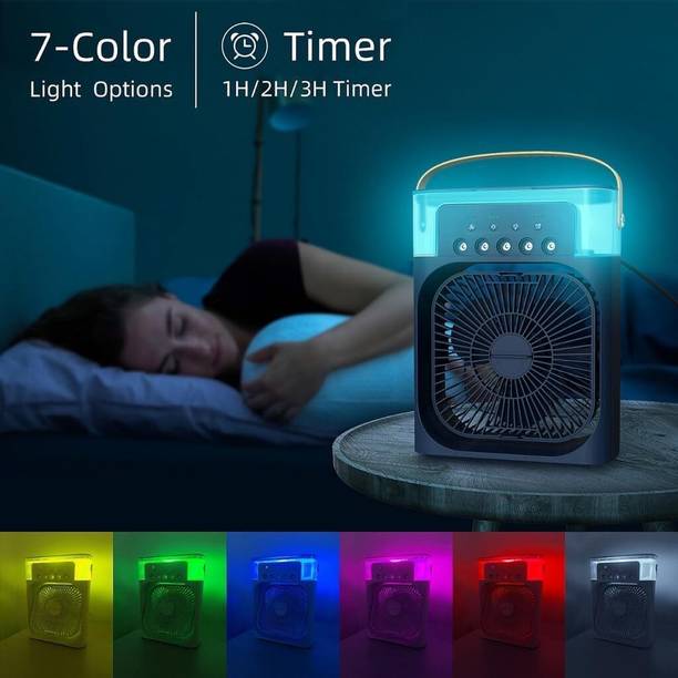 Hl CART Portable Air Cooler Fan with Mist Humidifier, USB Rechargeable Mini Cooling Fan Quiet Desk Fan with Water Tank for Home Office Outdoor Use USB Air Cooler