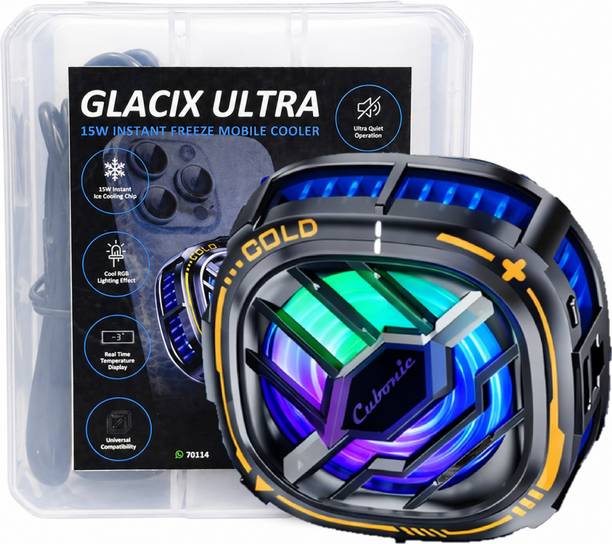 Cubonic 15W Glacix Ultra X76 Temp Display| RGB|LED Display| Lightweight Quiet & Stylish Cooling Fan Cabinet Cooler