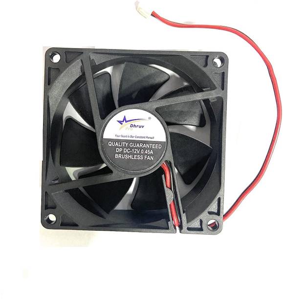 DHRUV-PRO 12V High Speed 80x80x25-MM, 3inch 4500-RPM 12V Cooling Cabinet Fan Fan Square Cooler