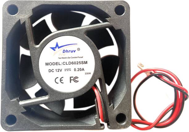 DHRUV-PRO 12V 60X60X25-MM 2.5inch 4500-RPM 12V Cooling Cabinet Fan Fan Square Cooler
