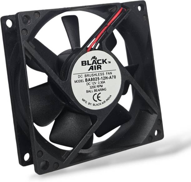 Black Air 80x80x25mm High Speed 12VDC Cabinet Fan (3200RPM) | PREMIUM Durable Ball Bearing Cooling Fan Cabinet Cooler