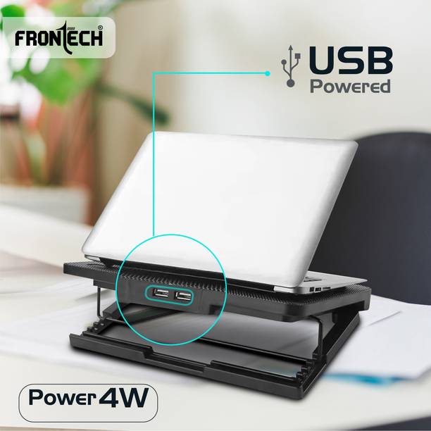 Frontech Laptop USB Cooling Pad with 2 X 120 mm LED Fan| Built in Mobile Stand (CP-0007) 2 Fan Cooling Pad