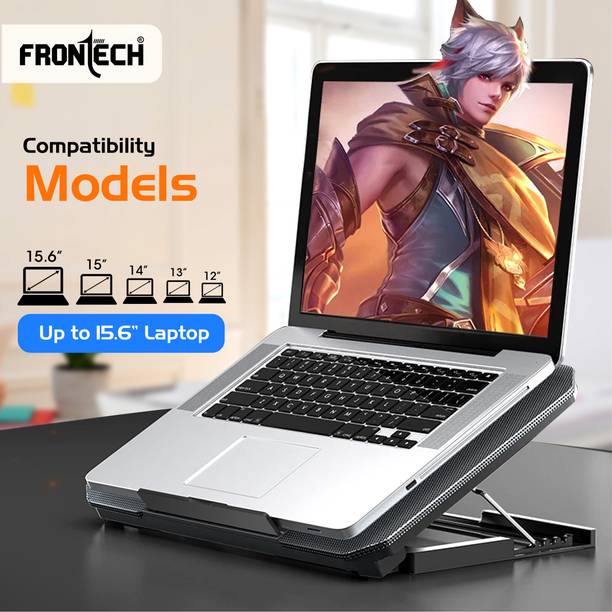 Frontech Laptop USB Cooling Pad with 2 X 120 mm LED Fan| Built in Mobile Stand (CP-0007) 2 Fan Cooling Pad