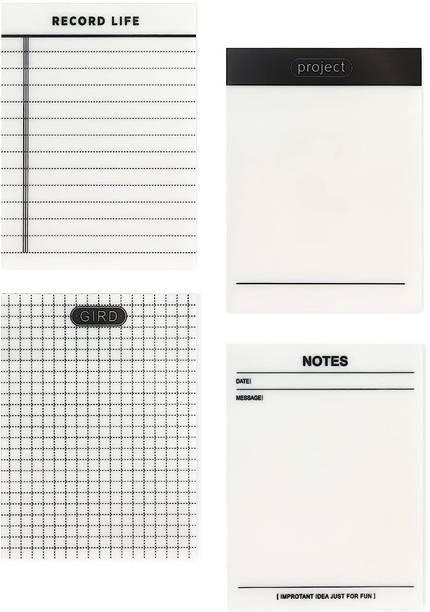 mil9us Transparent Lined & Grid Sticky Notes,Translucent Sheets for Study,Home & Office 200 Sheets (Waterproof & Durable), 1 Colors