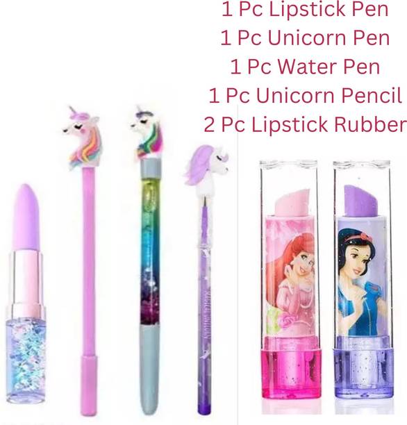 Extraposh 2 4 mm LIPSTICK PEN ,UNICORN PEN , WATER PEN, UNICORN PENCIL, LIPSTICK ERASER
