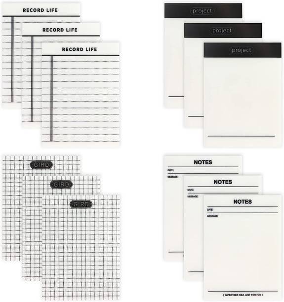 KIDWILL Transparent Sticky notes | clear waterproof self adhesive 200 Sheets Lined & Grid Sticky Notes Memo Pads- Record Life, Notes, Grid & Project, 4 Colors