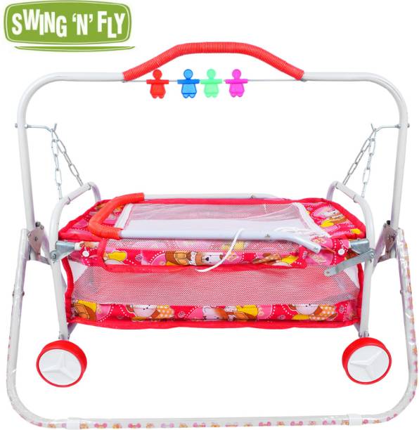 SWING N FLY Foldable Baby Cradle with Swing, Jhula Palna for New Born Babies for Multi-Use Cot