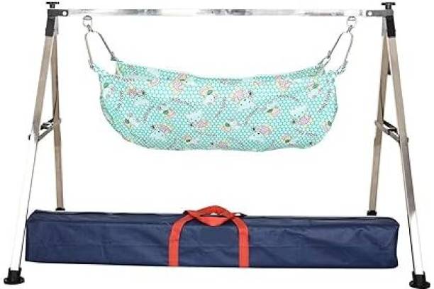 MKTOYS Folding Swing Cradle, With Free Baby Indian Style Cotton Hammock/Baby Jhula Cot