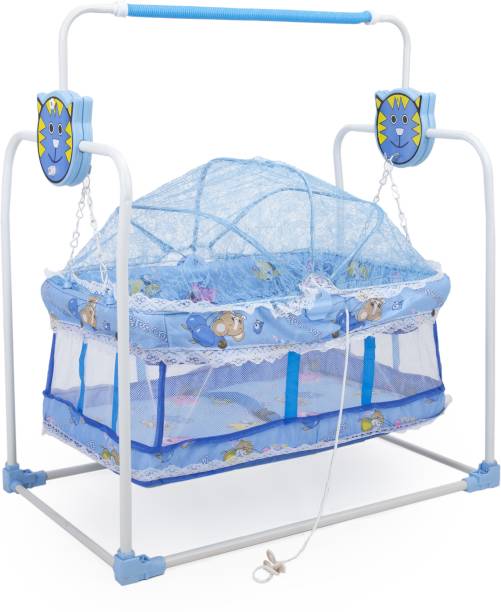 SWINGISH Baby Sleep Swing Cradle/Jhula/Palna/Bed with Net Bassinet Cot