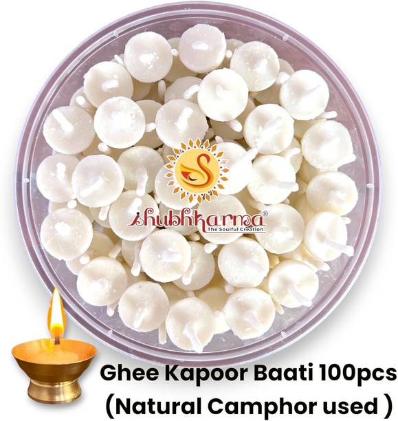 MADHURAM FASHION Ghee Diya With Camphor, Premium Quality, 25-30min Burning time Cotton Wick