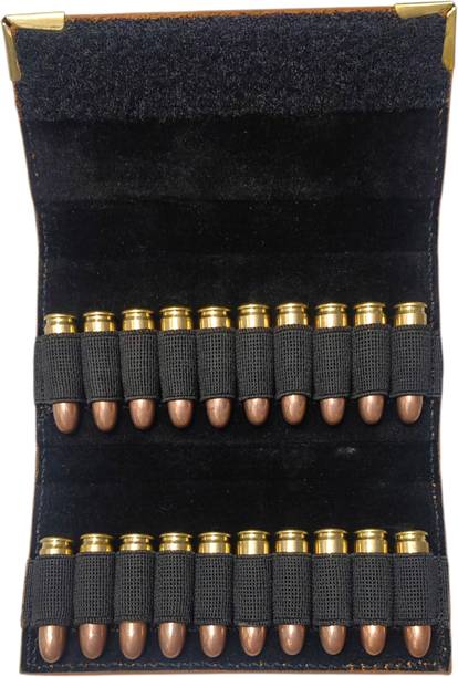 SandhuGunHouse Leather Ammo Pouch For 30 & 32 Bore Revolver & Pistol 7.65,7.63,7.62 Cartridges Racquet Carry Case/Cover Free Size