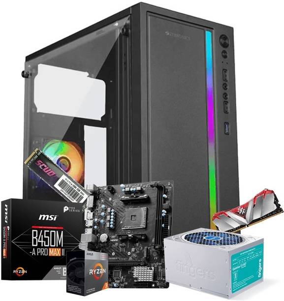 Assambled AMD RYZEN 3 3200G CPU RGB AMD RYZEN 3 3200G (16 MB RAM/AMD RADEON VEGA 8 Graphics/4 TB Hard Disk/512 GB SSD Capacity/Windows 11 Pro/4 GB Graphics Memory) Gaming Tower