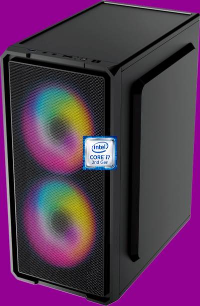 KEATZ Core™ i7 (2nd Gen) Processor [8MB Cache, 3.40 GHz] [AMJ-N5] Core i7-2600 Processor | Dual RGB Fans | Gaming PC (8 GB RAM/Intel HD 4K Graphics/256 GB SSD Capacity/Windows 11 Pro) Mid Tower with MS Office