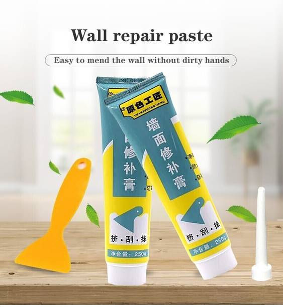 Newvent Wall Crack Repair With Scraper, Waterproof Wall Repair Cream , Wall Mending Agent Quick and Easy Solution to Fill The Holes for Home Wall, Plaster Dent Repair and Wood Scratch Repair, Waterproof (Pack of 2 , 250G - Each Pack) Crack Filler