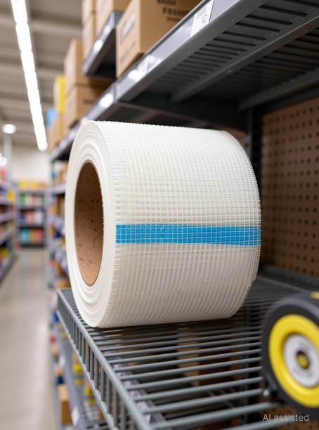 Buildingshop Fiber Mesh 145 Gsm (4 Inch X 50 Meter) For Waterproofing to Roof/Crack Patch Crack Filler